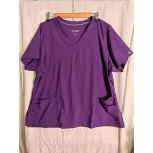 W123 Woman's Purple Short Sleeve Scrub Top Sz 1x
